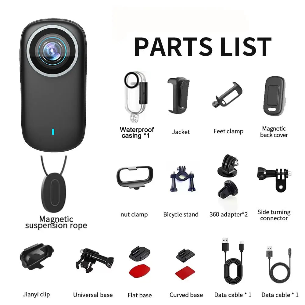 4K Mini Thumb Sports Camera Waterproof Magnetic Pocket Action Camera Wearable Body Cam for Motorcycle Helmet Cycling