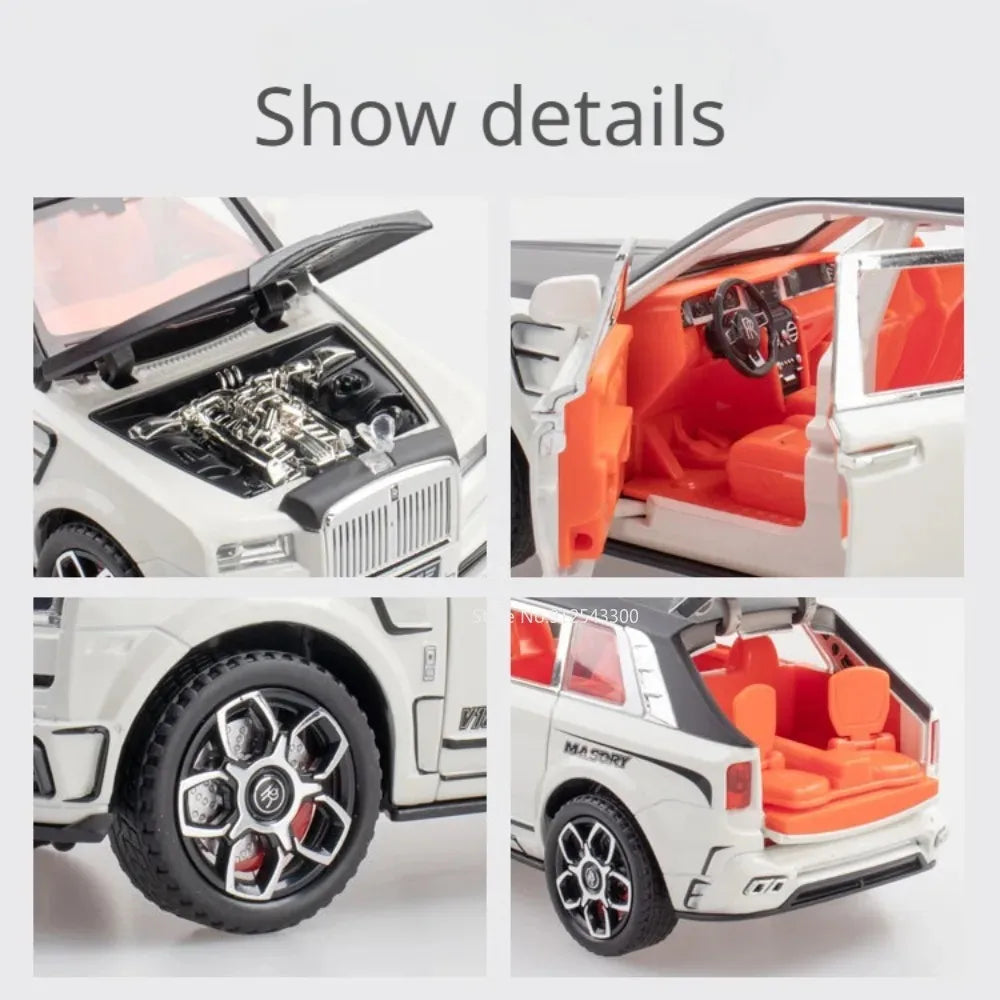 1:24 Rolls-Royce Spectre Cullinan Masory Car Model Toy Sound Light Shock Absorption Vehicle Models Desktop Ornaments Gift