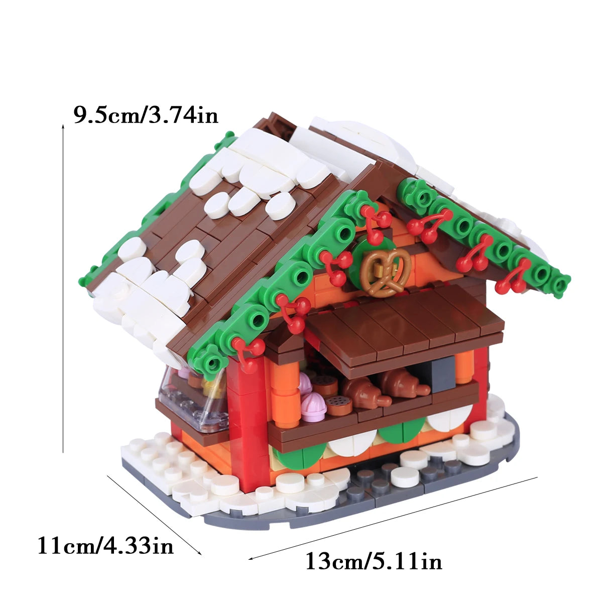 Christmas Village House Building Blocks Sleigh Reindeer Tree Present Car Wreath Fireplace Gingerbread Man Bricks Toys  Gift