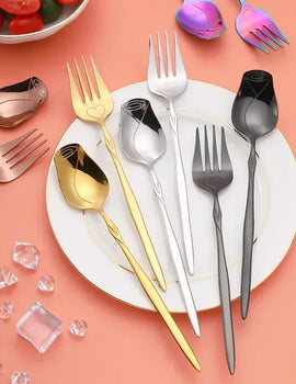 Long Handle Coffee Spoon Stainless Steel Rose Mixing Spoon Pretty Flower Teaspoons for Dessert Honey Salad Cake Tea Home Decor