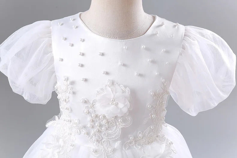 Princess Dress for Girls Elegant Long Tulle Gown  Flower Girl Wedding Dress, Birthday Party Gown, Pageant Costume