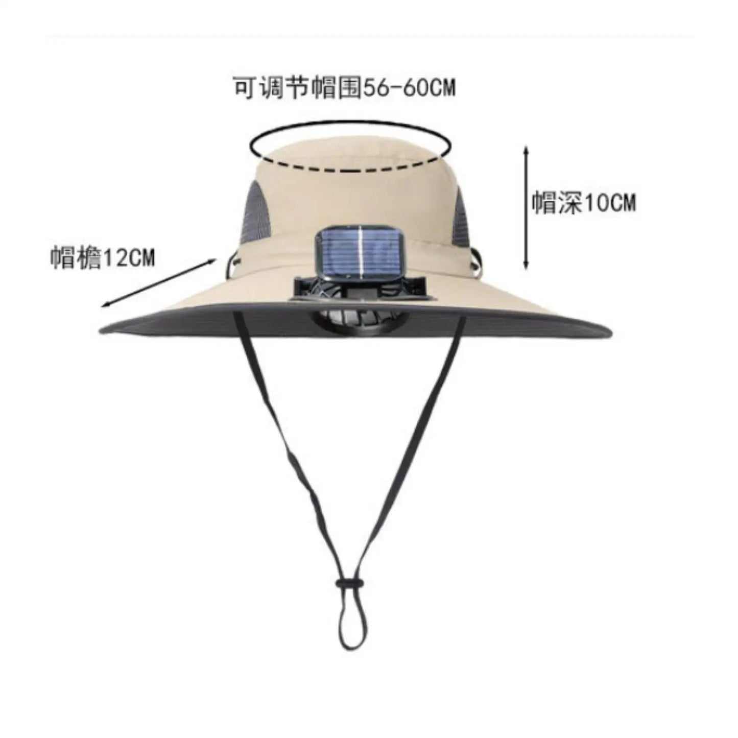 Wide Brim Solar Fan Sun Hat With Dual Fans