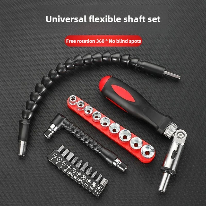 12pcs Flexible Shaft Movable Screw Rotating Ratchet Plum Blossom L-type Screwdriver, Full Set of Electric Universal Screwdriver