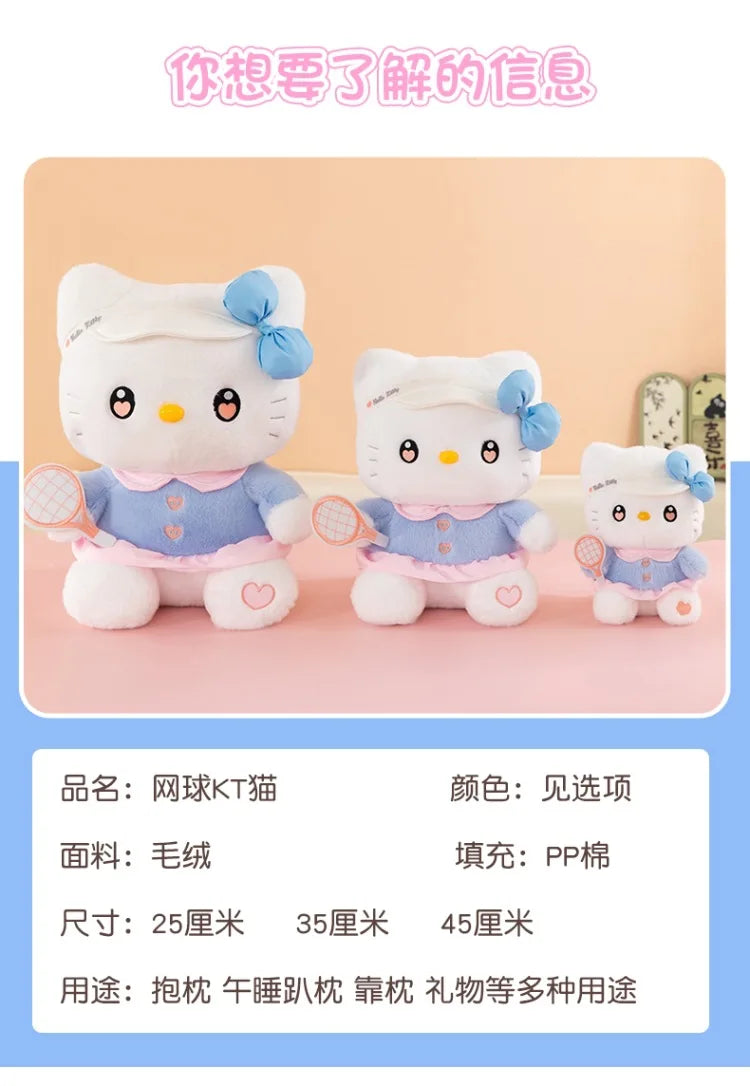 Cute Cat Character Tennis Theme Plush Stuffed Doll Toy