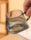250ml 3D Mountains Heat Resistant Glass Tea Cup with Handle Water Milk Coffee Cup Kung Fu Tea Set Drinkware