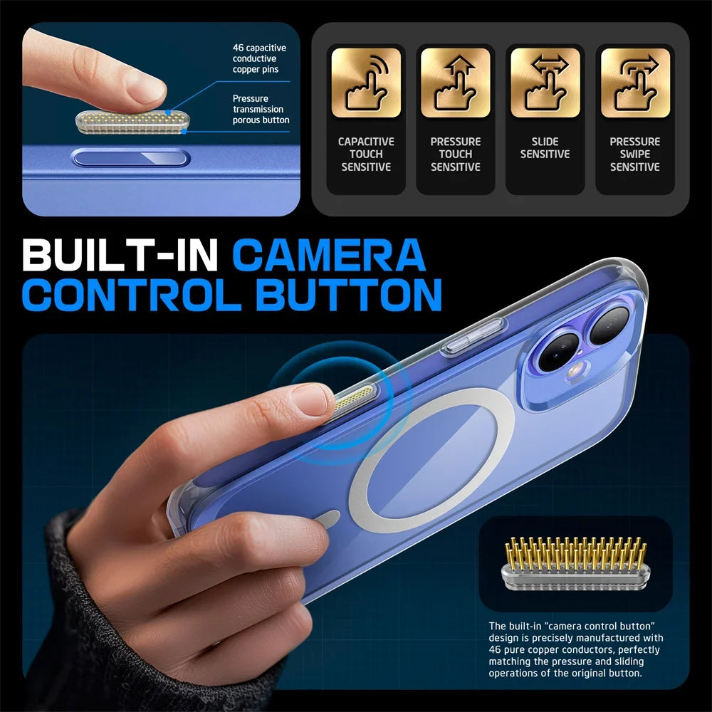 For iPhone 16 Case with Camera Control Capture Button UB Mag Slim Shockproof Protective  MagSafe Phone Case