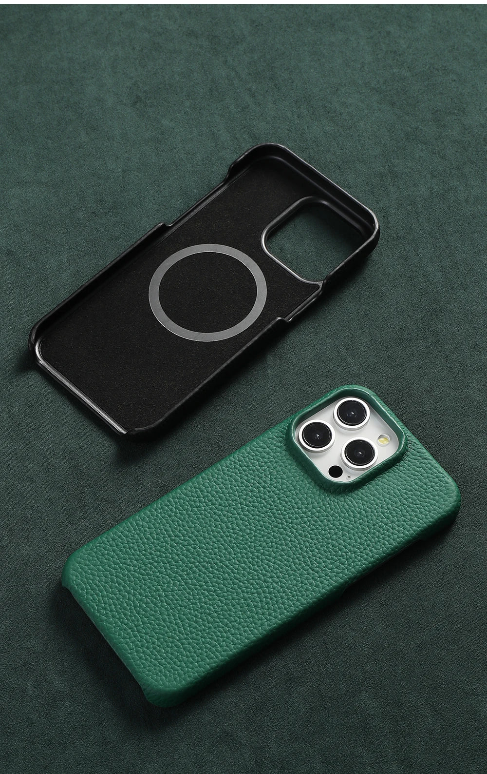 for Magsafe Case for iPhone 15 16 Pro Max Promax 16Pro Natural Cowhide Lychee Leather  Protector Luxury Phone Back Cover