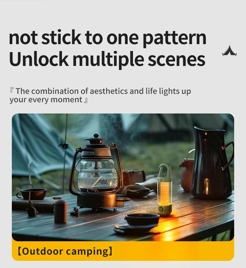 Rechargeable LED Camping Light Hanging Flashlight with 3 Light Modes SOS Emergency Portable Lantern