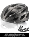 Bike Helmet with Photochromic Len Visor Wind-breaking Brim Bike Helmet Adult MTB Road Safety Riding Cycling Helmet