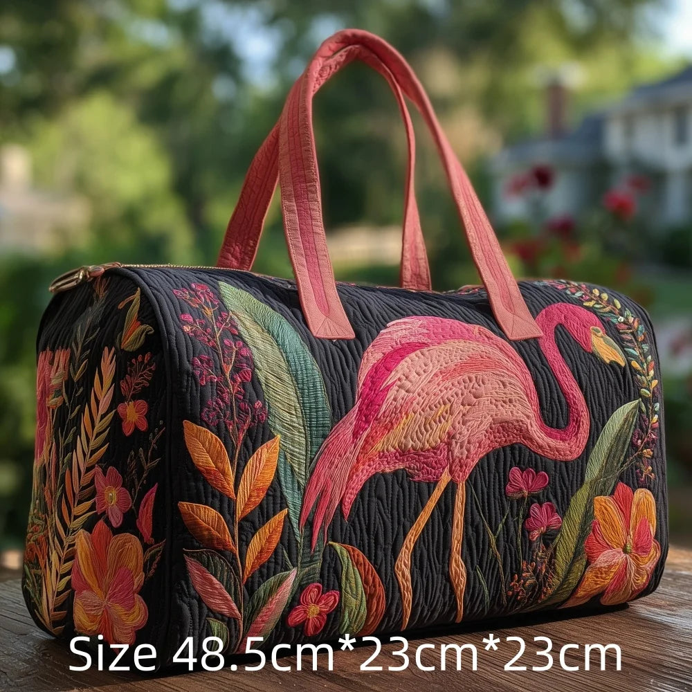 Hot Sale 3D Quilted Flamingo Bag Women Weekender Bag Tropical Palm Leaves Travel Tote Overnight Beach Vacation Carry On Bags