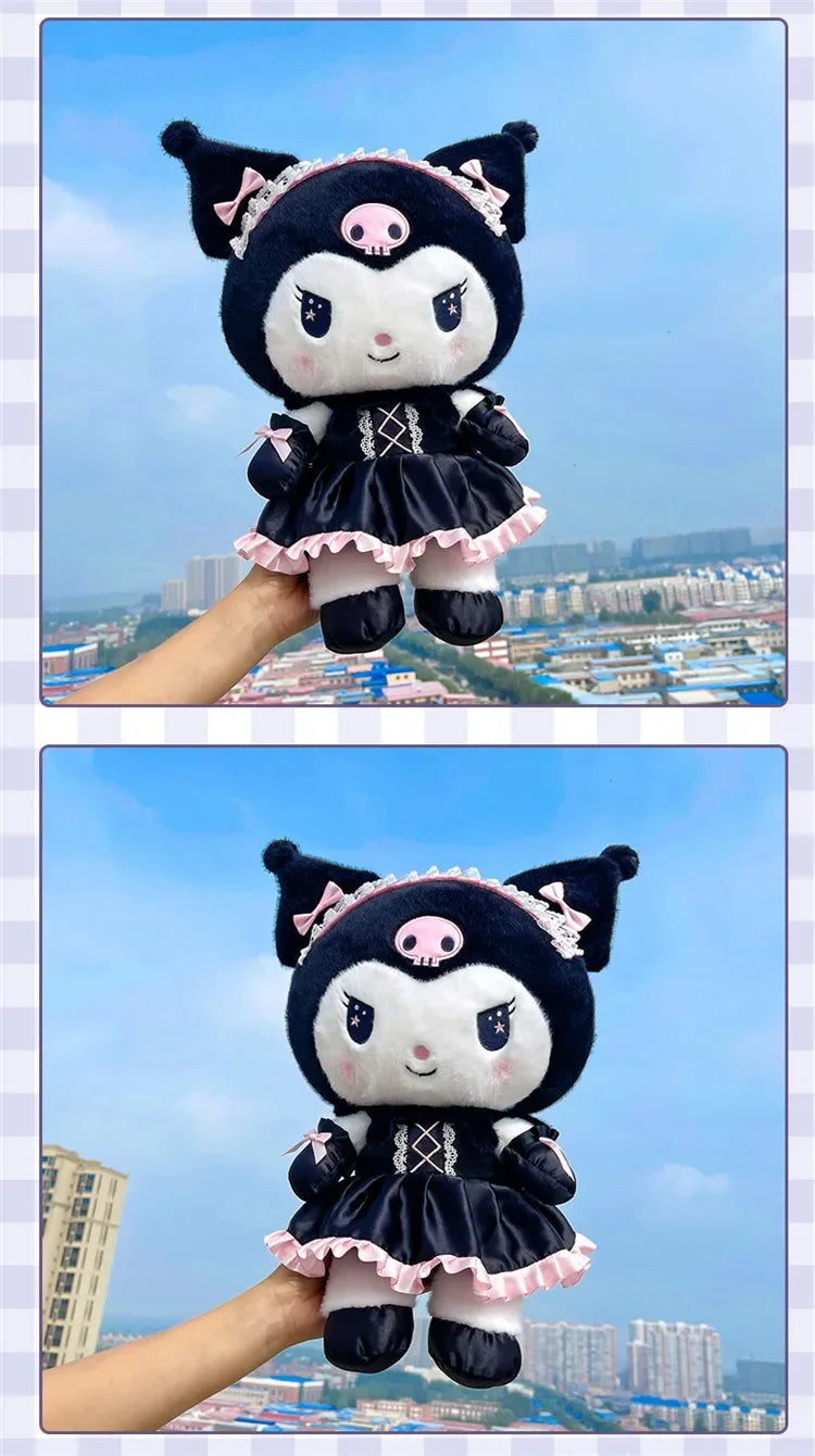 Hot Kawaii 60cm Dark Uniform Kuromi Plush Toy Cartoon Anime Sanrio Stuffed Doll Cute Kuromi Pillow for Kids Birthday Xmas Gift