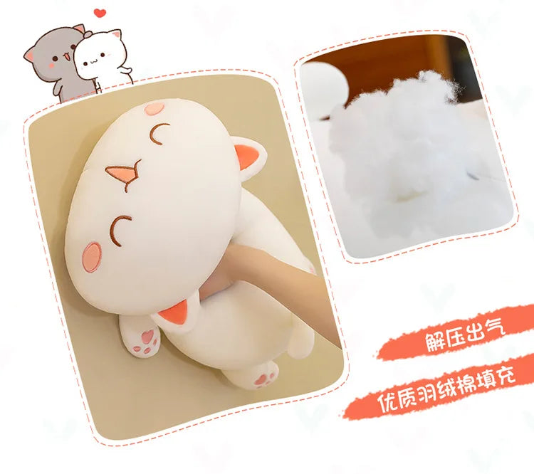 Cute Black White Cat Plush Pillow Stuffed Doll Toy