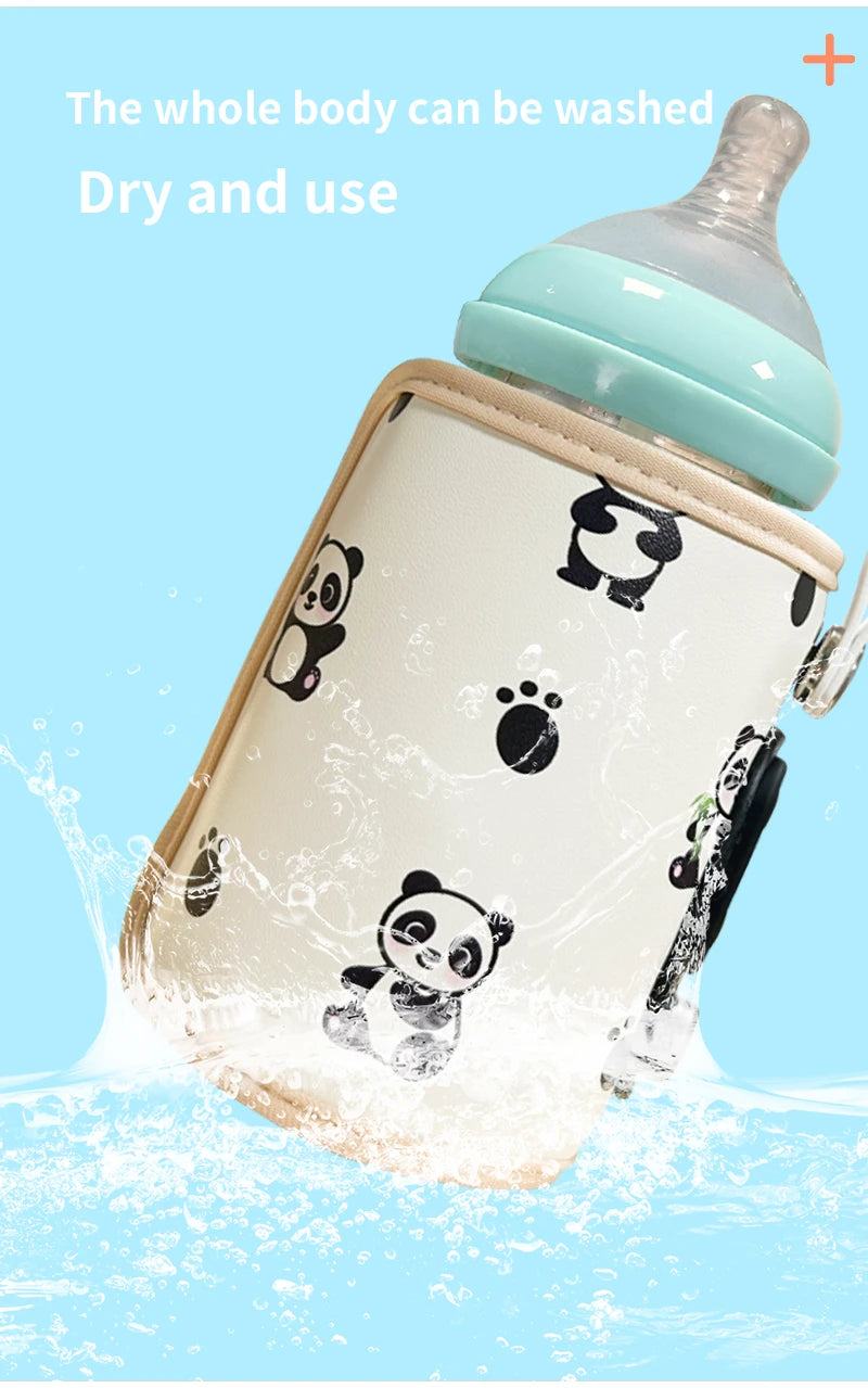 USB baby bottle insulation cover 6 levels of adjustment leather material baby water cup insulation cover suitable most bottles