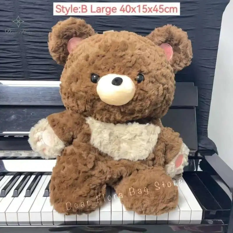 Y2K Cute Brown Bear Plush Backpack Soft Shoulder Bag