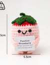 3 Pcs Positive Crochet Hedgehog Doll with Affirmation Card Home Room Decoration Funny Handmade Plush Doll Ornaments Christmas Gifts