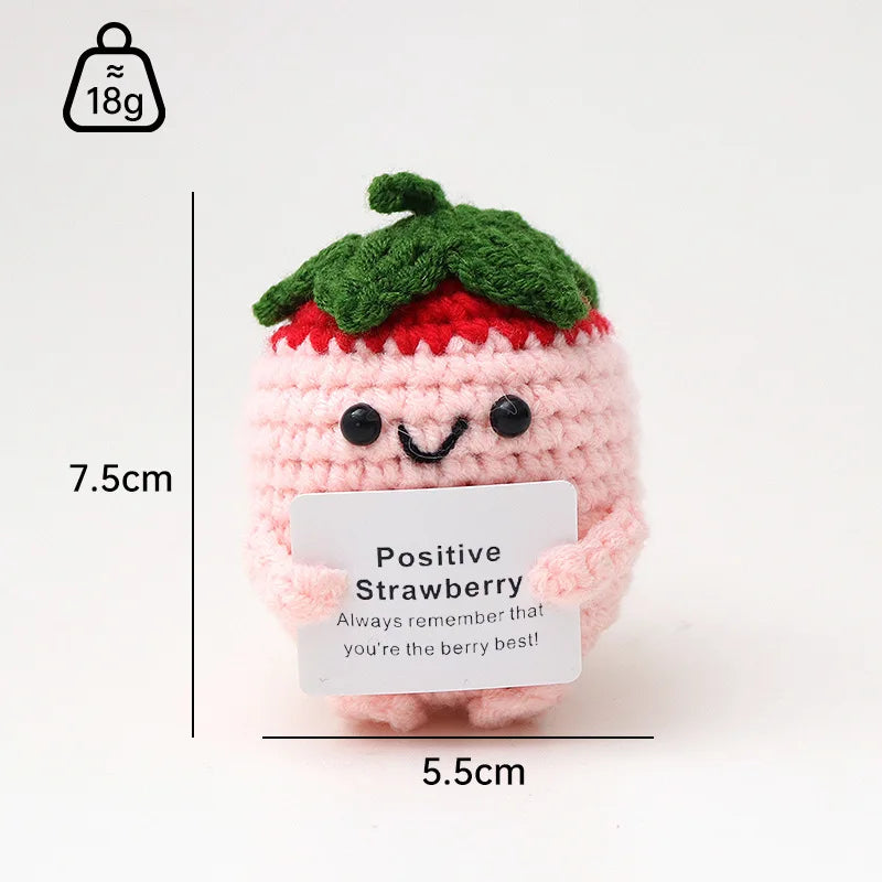 3 Pcs Positive Crochet Hedgehog Doll with Affirmation Card Home Room Decoration Funny Handmade Plush Doll Ornaments Christmas Gifts