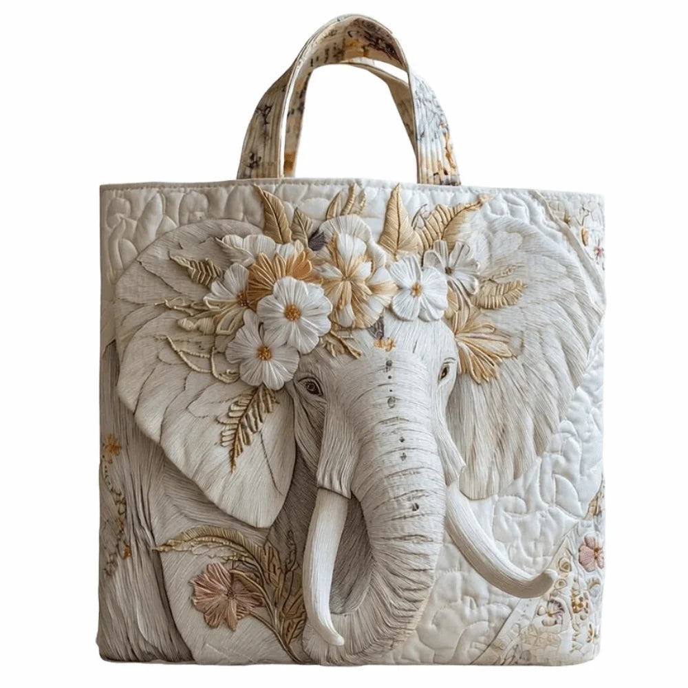 Vintage Quilted Tote Bag Large Capacity 3D Printed Canvas Shoulder Bag