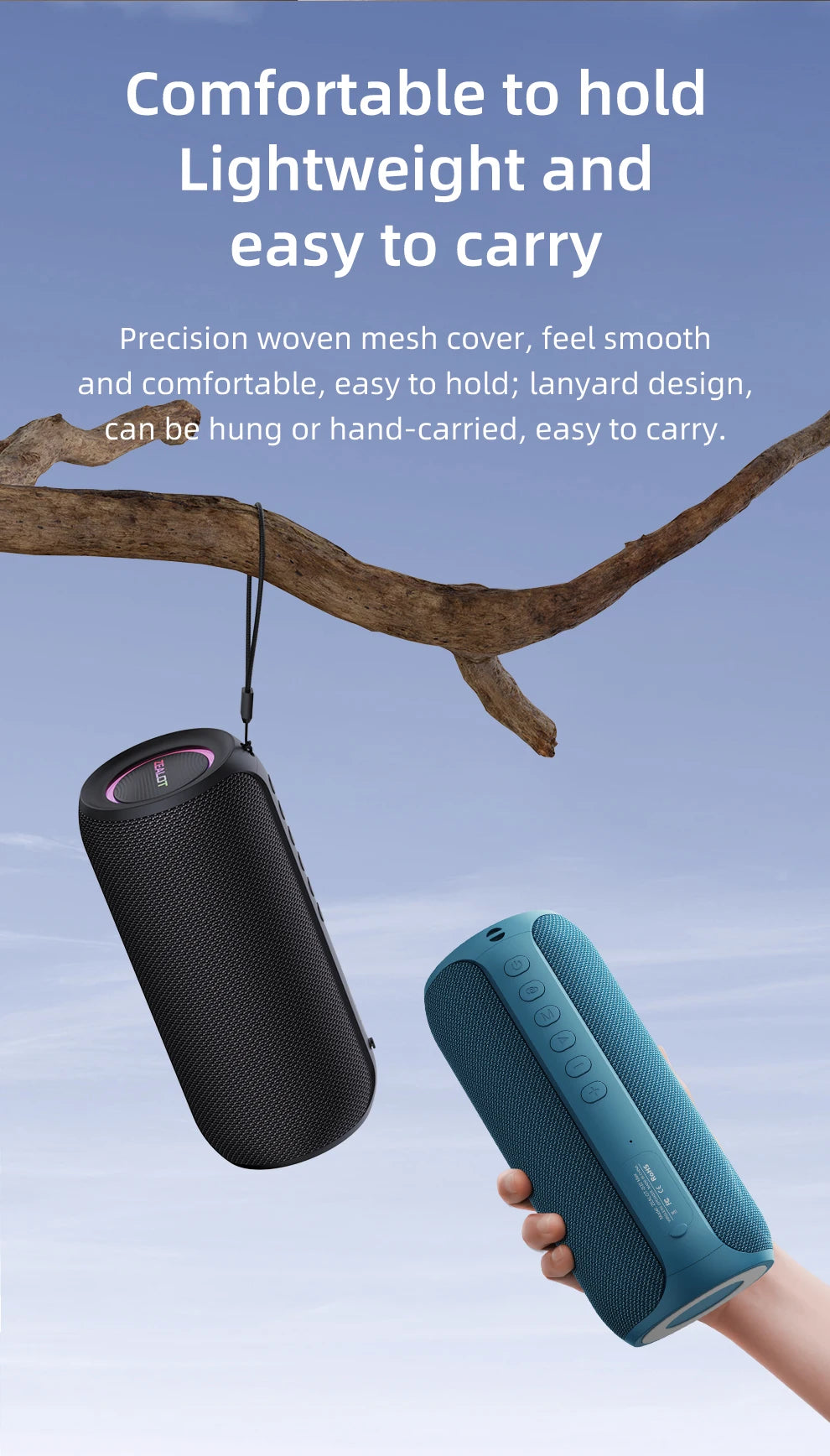 Portable Bluetooth Speaker, IPX5 Waterproof, Powerful Sound Box, Outdoor Stereo Bass, Music Track Speaker, 20W