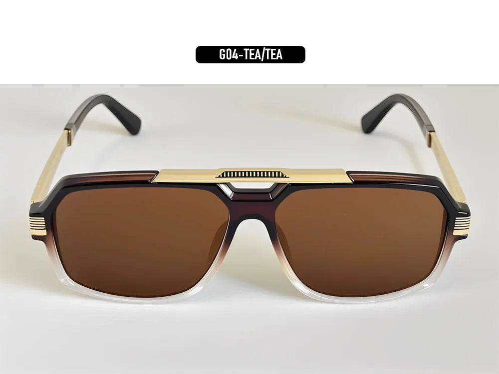 Square Metal Frame Sunglasses With UV400 Protection