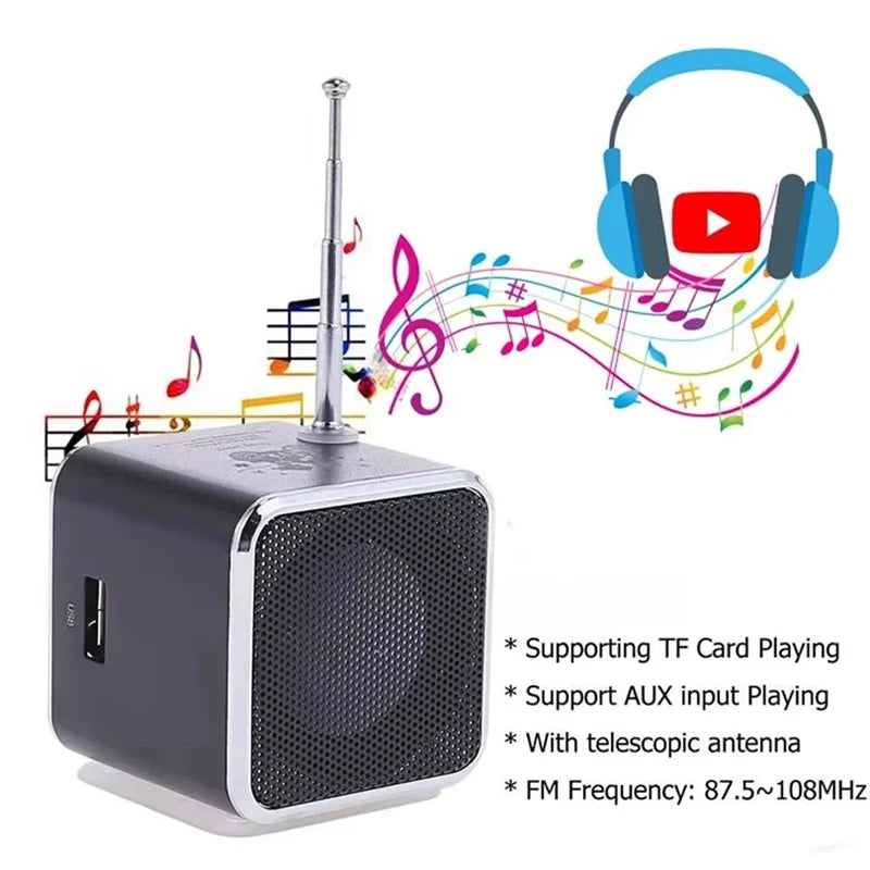 Rechargeable Portable radio FM portable mini radio Mini High Bluetooth Portable Voice Suitable for computer cell phone MP3 music