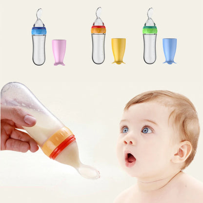 Silicone Squeezing Feeding Bottle Newborn Baby rice cereal Training Rice Spoon Infant Cerea Food Supplement Feeder Portabl 90ml