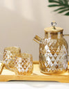 1/1.5/1.8L Amber Teapot Kettle With Bamboo Cover High Borosilicate Glass Cold Water Kettle Bottles Diamond Scented Tea Teaware