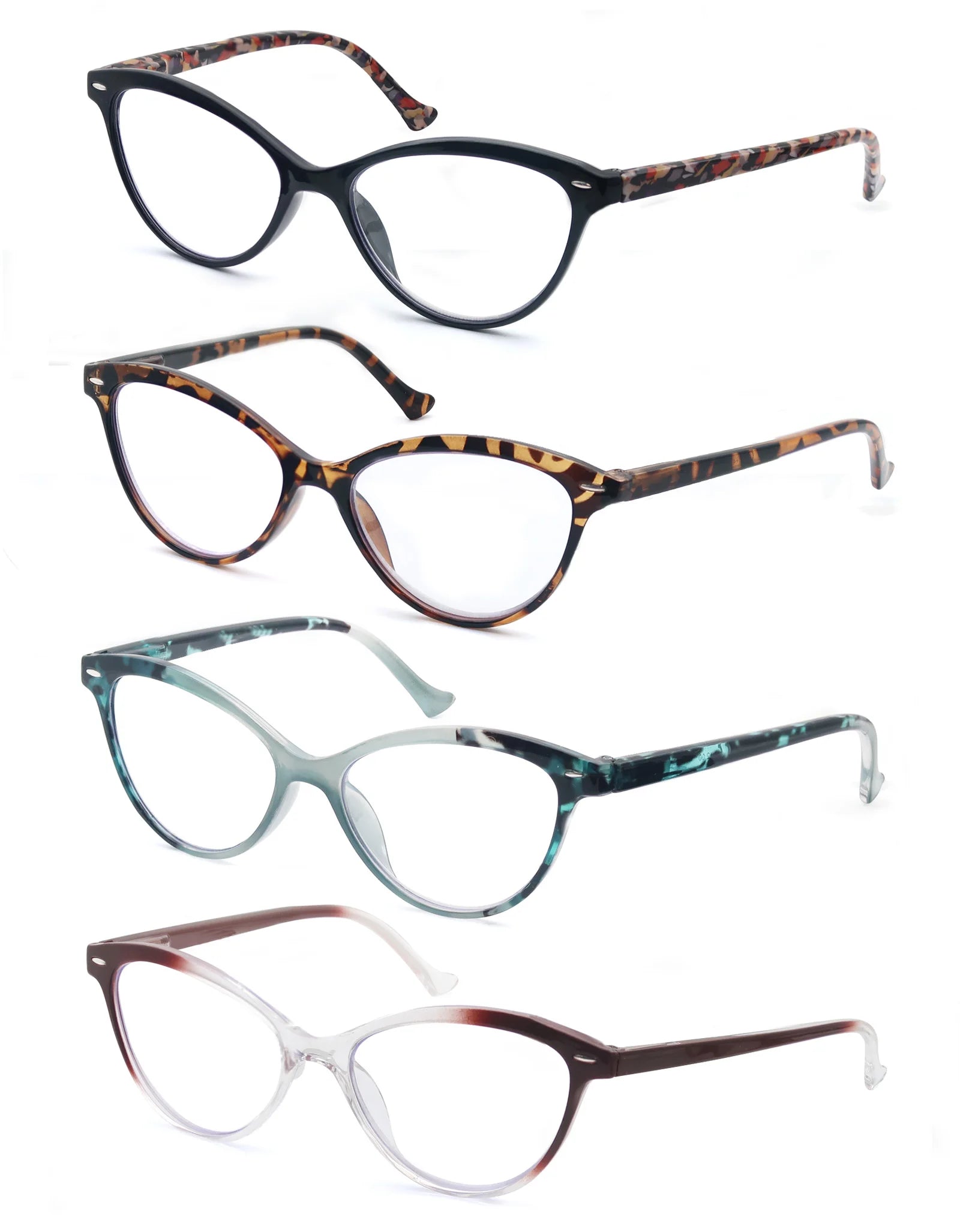 Lady Cat Eye Reading Glasses Women Spring Hinge Lightweight Presbyopia Readers Eyeglasses with Diopter +0.5 to +4.0