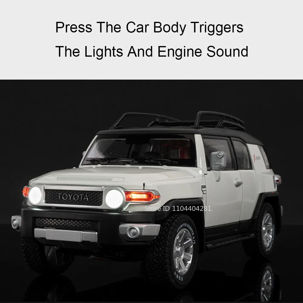 1:24 Land Cruiser FJ LC80 Toy Model Diecast Alloy Car Sound Light Pull Back Doors Opened Miniature Vehice Friend's Birthday Gift