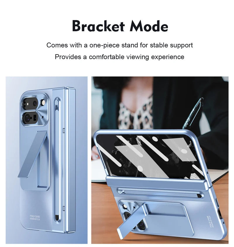Electroplated Frosted lens Protection Tempered Glass Film Phone Case for Google Pixel 9 Pro Folding Hinge Phone Case