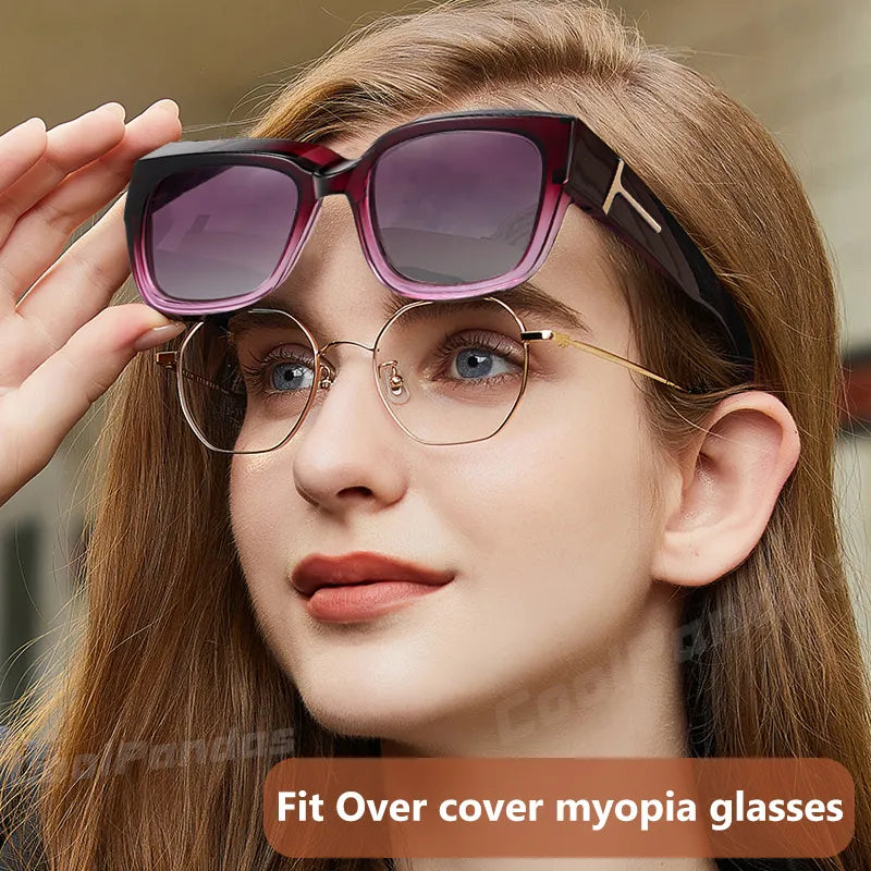 Fit Over Cover Myopia Glasses Polarized Sunglasses For Women Oversize Cover Prescription Sun Glasses Myopia Driving eyewear