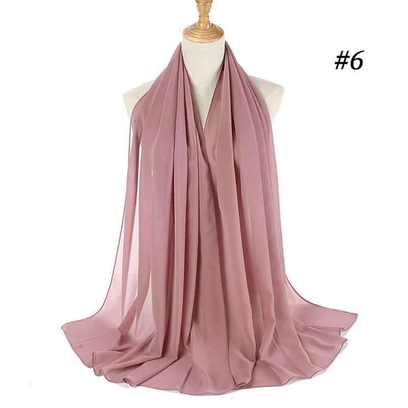 Muslim Chiffon Hijab Women Bubble Chiffon Scarf For Women Ladies Veil Muslim Islam Solid Color Malaysia Wrap Scarves