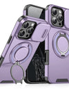 Heavy-Duty Armor Slide Camera Protection Case For iPhone 16 15 14 13 12 11 Pro Max Plus Magnetic 360° Rotating Ring Stand Cover