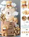 1 Set Pink Bear Cake Toppers Boho Rainbow Nude  Pink Balls Cake Decorations for Birthday Baptism  Shower Party Favor