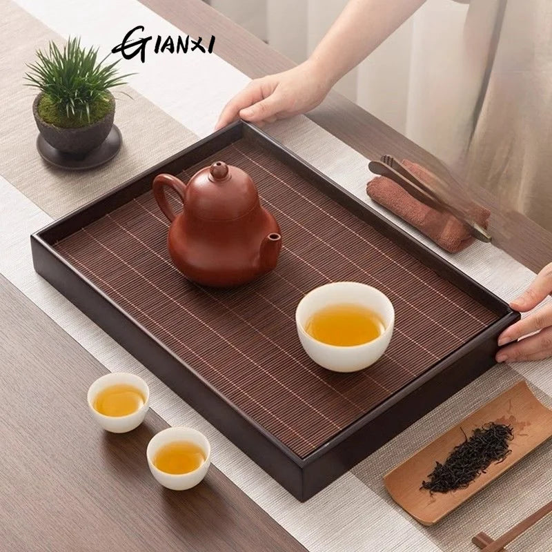 Home And Kitchen Tea Tray Portable Dishes For Tea Ta Kawi Bamboo Rectangle Wooden Tray For Chaban Tea Table Serving Trays