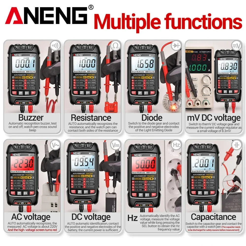 Capacitor Tester Resistance Current Voltage Multimetro 4000 Counts Instruments Meter Multimeters NCV Backlight Tools