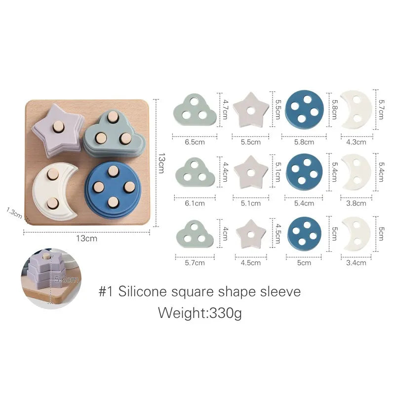 Montessori Shape Sorter Silicone Wooden Pull Along Car Dinosaur Shape Sorter Matching Blocks Box Kid  Intellece Educational Toys