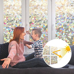 Wide 75/90 Cm Heat Control Rainbow Window Vinyl Security Window Tint Sun Protection Film Non Adhesive Stickers Stained Glass