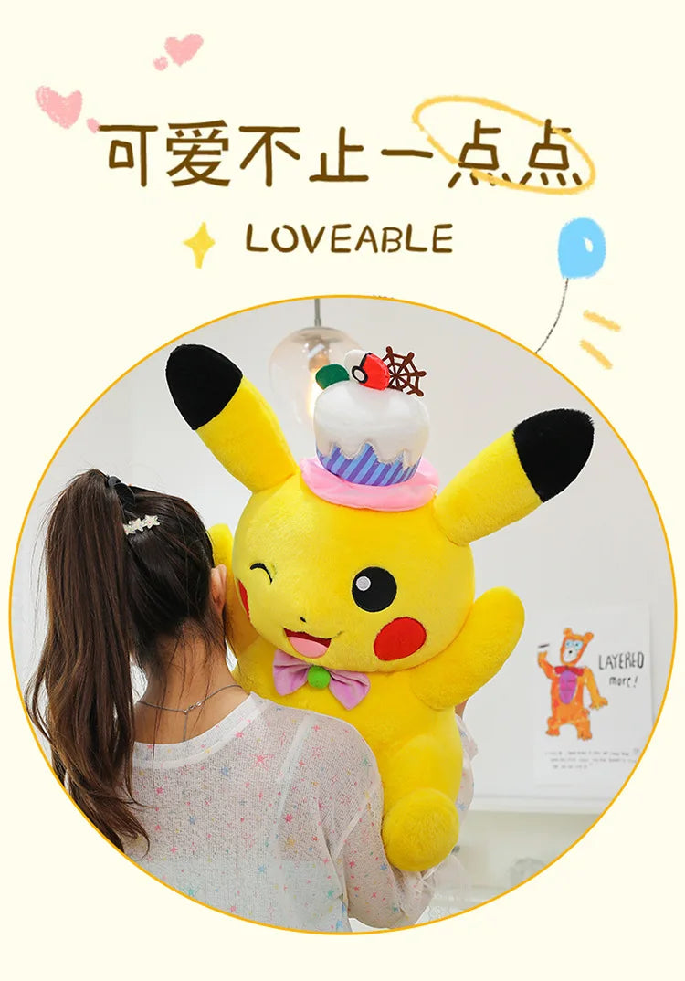 60cm Pokemon Kawaii Pikachu Plush Toy Anime Stuffed Doll Large Pillow Kids Birthday Xmas Gift Pokemon Cake Plushie Arcade