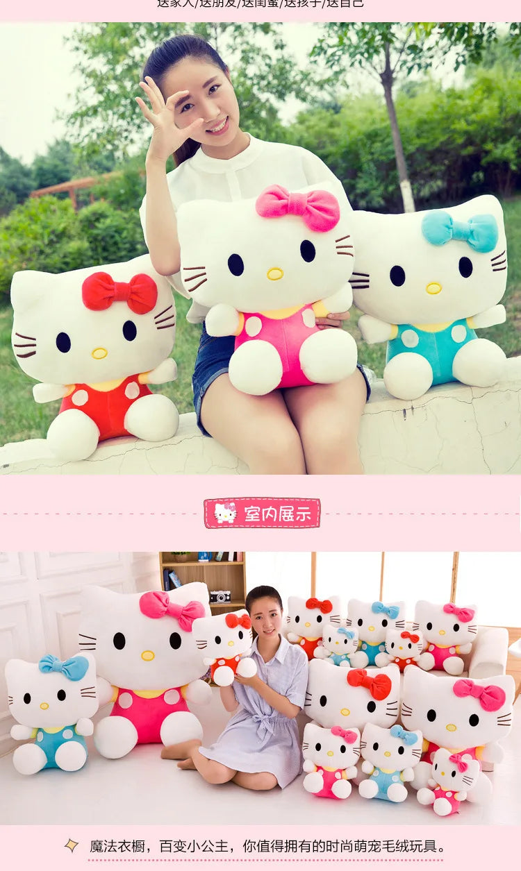 Sanrio Kawaii Hello Kitty Plush Toy KT Cat Stuffed Doll Cute Kitty Soft Toy for Kids Birthday Gift Perfect for Girls and Kids
