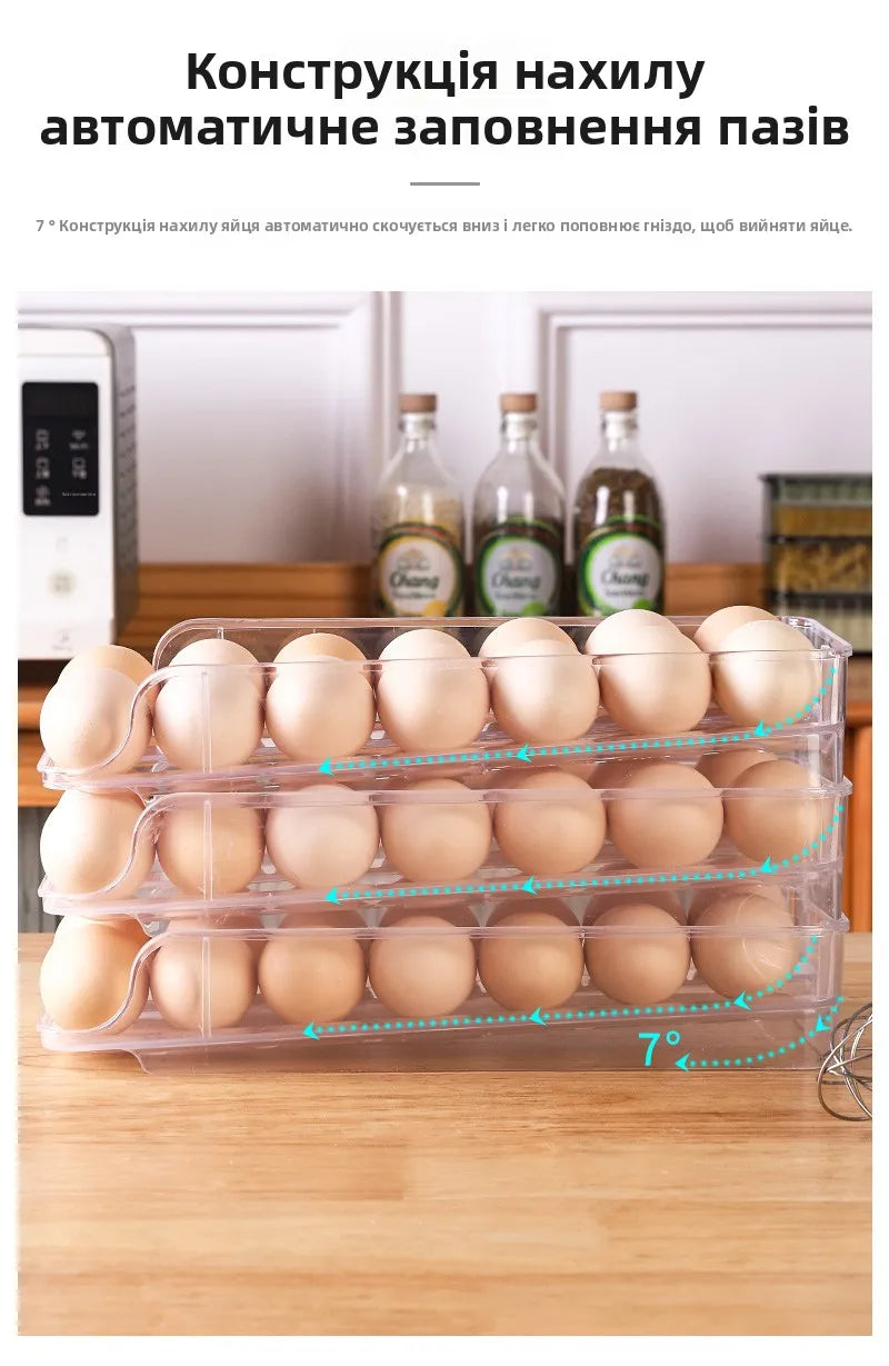 Portable Rolling Egg Storage Box – Kitchen Refrigerator Egg Holder Organizer Food Storage Container