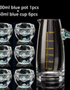 Diamond Cutting Crystal Liquor Glasses Set With Wine Dispenser Vodka Shot Glass Wine Glasses Whiskey Spirits Sake Brandy Teacup