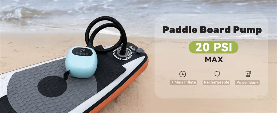 Rechargeable SUP Pump Boat Accessories Stand Up Paddle 20PSI Wilreless Inflatable PVC Pump for Kayak  Surfing Kite Mattress Tent