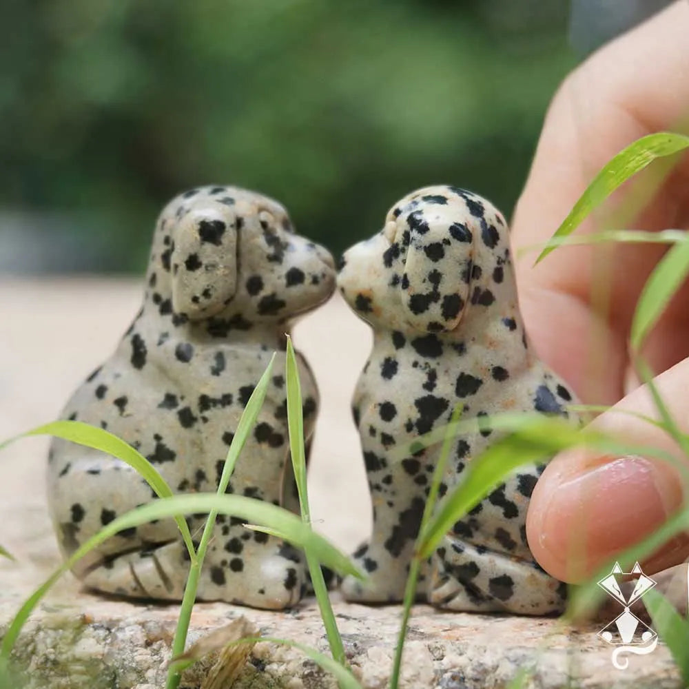 1PC Cute Spotted Dog Natural Stone Puppy Carving Gift for Her Souvenir Delightful Home Decor Reiki Stone Ornaments