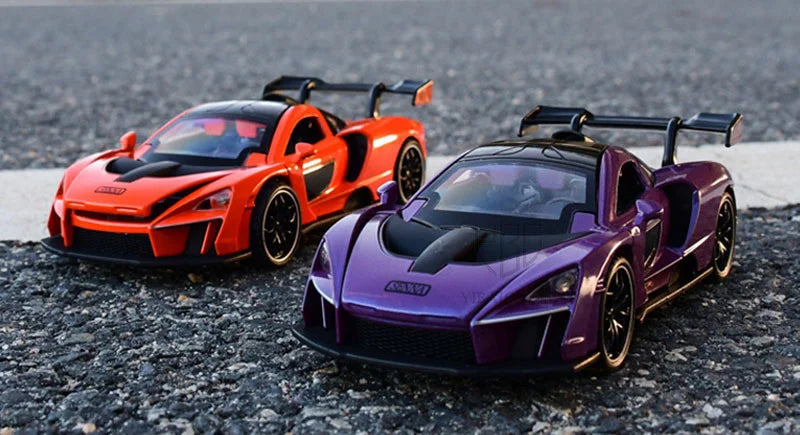 1/32 Diecasting Alloy Senna Sports Car Models Toys Simulation Vehicles with Sound Light Pull Back Supercar Toys