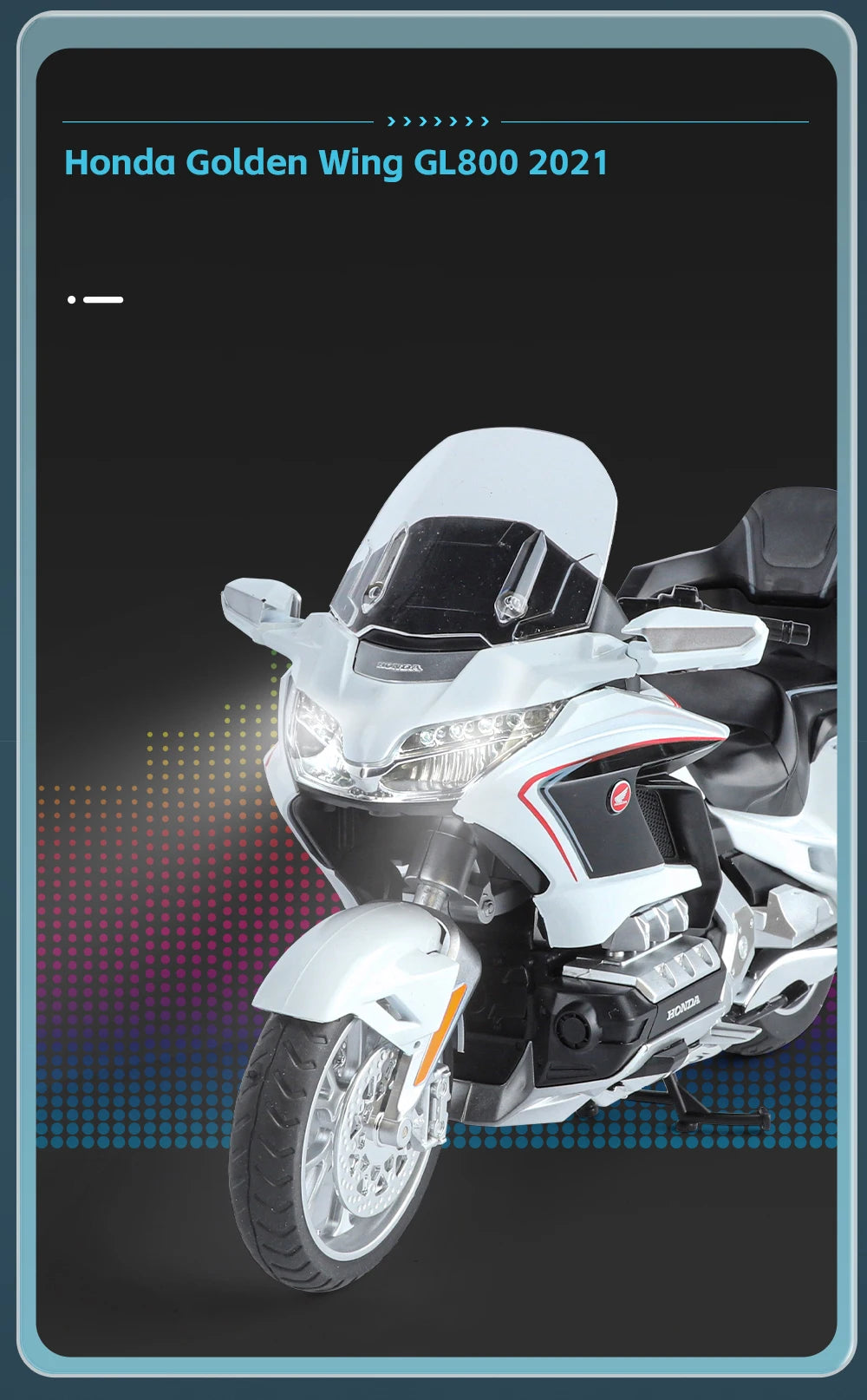 Diecast Honda Gold Wing GL1800 2021 Touring Motorcycle Model 1 to 11 Scale