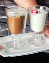 Double Wall Glass Irish Coffee Mug Bubble Tea Milkshake Cup Ice Cream Cup with Handle Milk Fruit Juice Glass Cup