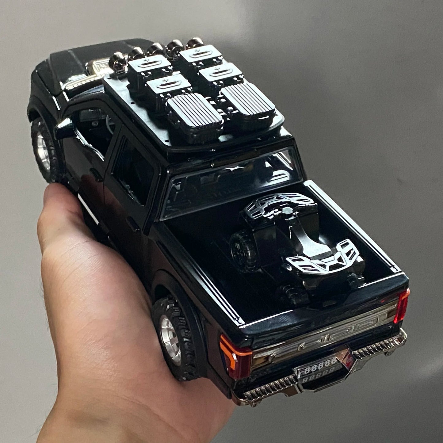1:24 F150 Off Road Pickup Truck Alloy Diecast Metal Model Sound & Light Pull Back Toy Trendy Display Birthday Present For Friend