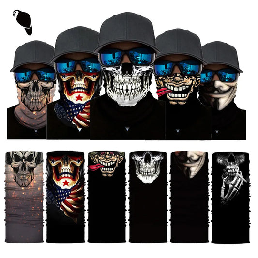 Skull Print Bandana Outdoor Cycling Mountaineering Scarf Cycling Mask Breathable Face Scarf