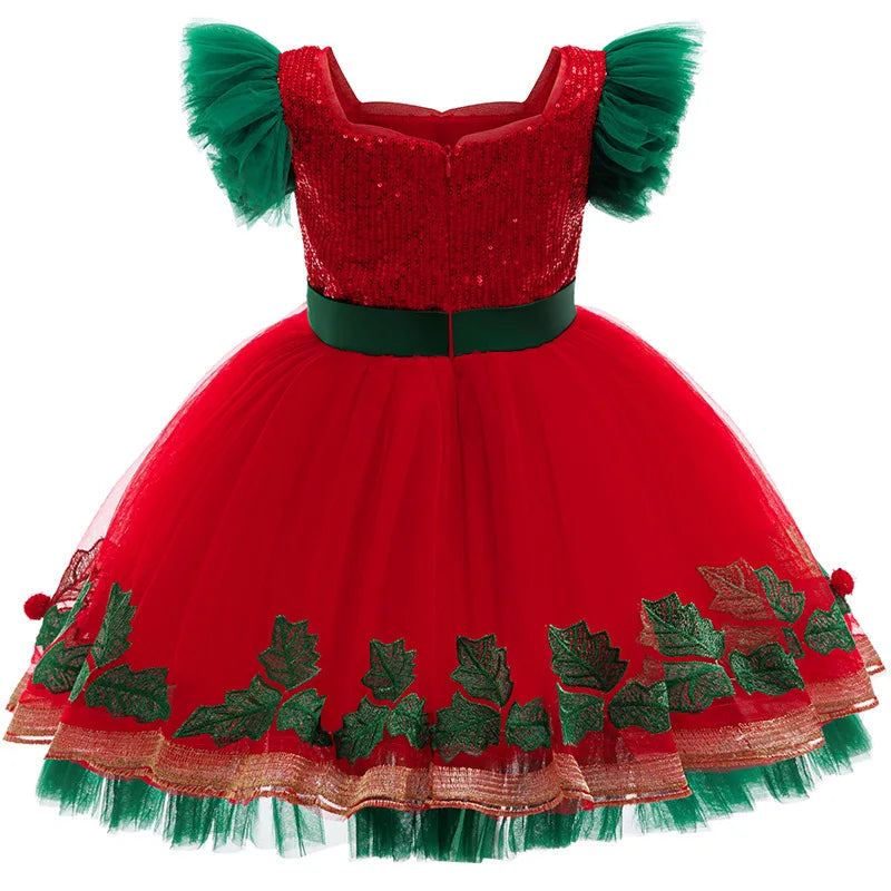 New Color Block Princess Dress - Preteen Lace Paneled Tutu for Christmas Performances | Girls Party Gown