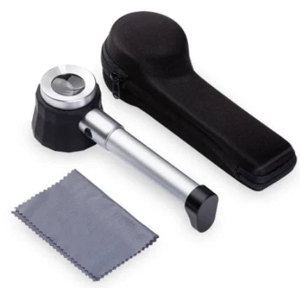 45X LED UV Magnifier Loupe with Scale Metal Handheld